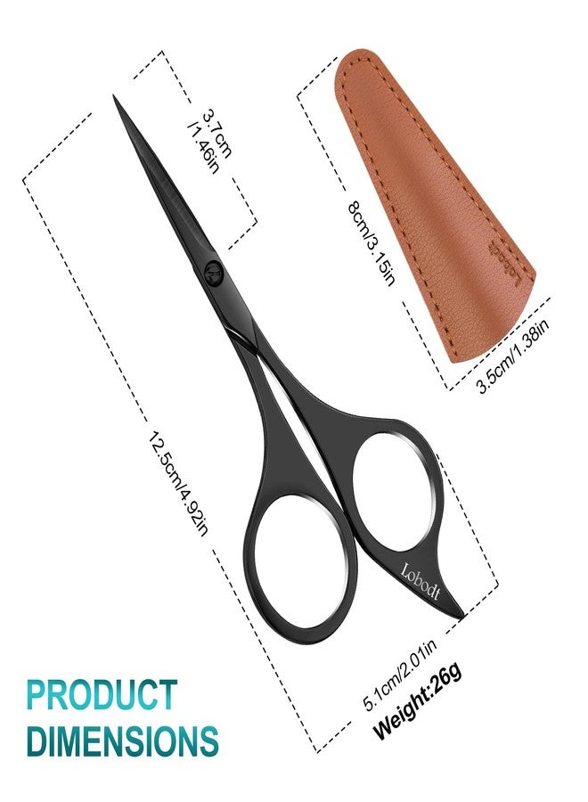 Lobodt Professional beard scissors, 4.9-inch (black) small pointed stainless steel hairdressing scissors, Moustache Trimming，suitable for personal care and beauty of both men and women - Image 2